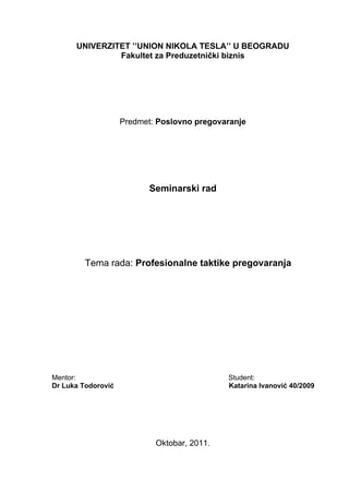 Profesionalne taktike pregovaranja