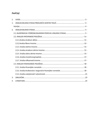 Analiza bilansa stanja