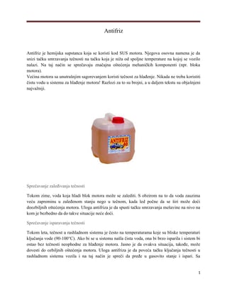 Antifriz, hidraulična pumpa, mazivo