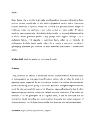 Logistika i špedicija