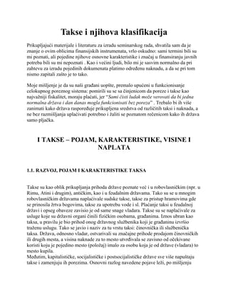 Takse i njihova klasifikacija u sistemu javnih prihoda Srbije