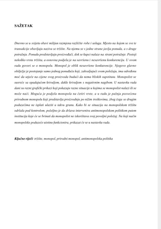 Analiza monopola kao oblika nesavršene konkurencije