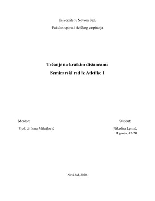 Trčanje na kratkim stazama(Sprint)