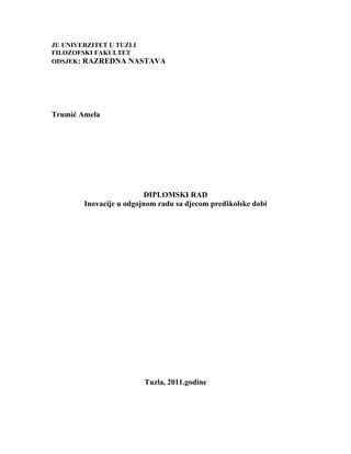 Inovacije u odgojnom radu sa djecom predškolske dobi