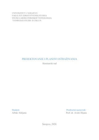 Projektovanje i plan istraživanja naučnog rada