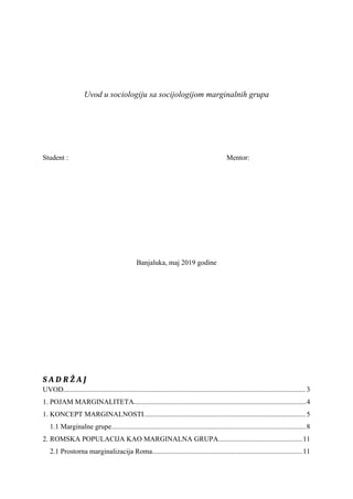 Uvod u sociologiju sa sociologijom marginalnih grupa