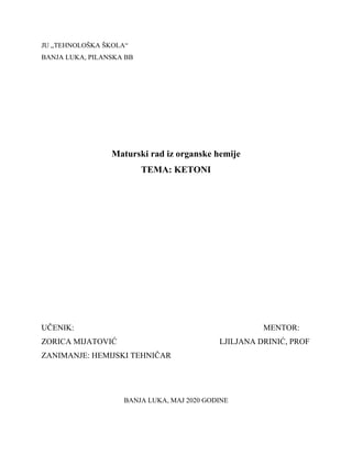 Ketoni: maturski rad iz organske hemije