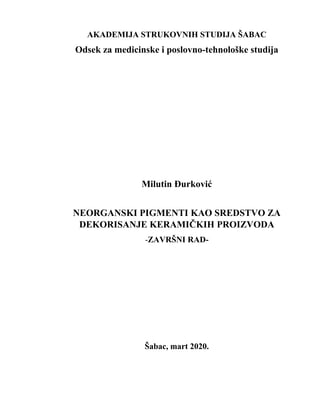 Neogranski pigmenti kao sredstvo za dekorisanje keramičkih proizvoda