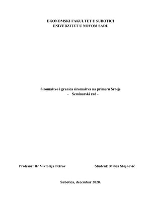 Siromaštvo i granice siromaštva Srbije