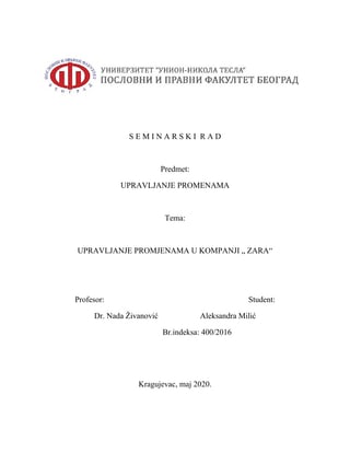 Upravljanje promenama u kompaniji Zara