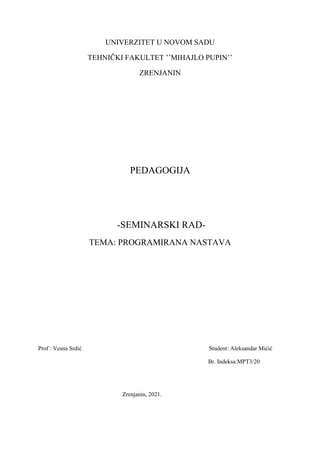 Pedagogija- Programirana nastava