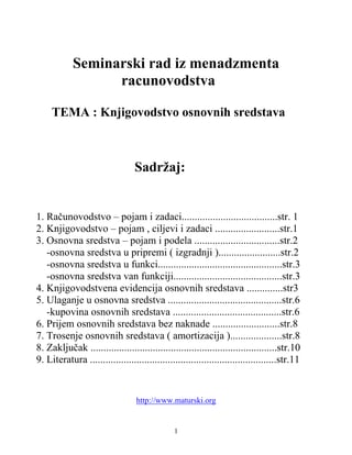 Knjigovodstvo osnovnih sredstava