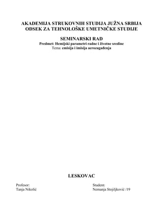 Emisija i imisija aerozagađenja