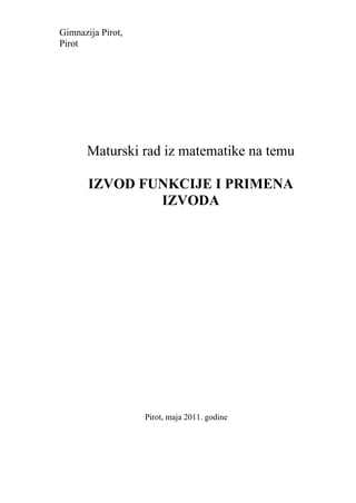 Primena izvoda funkcije