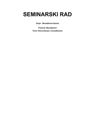 Komunikacija u menadžmentu