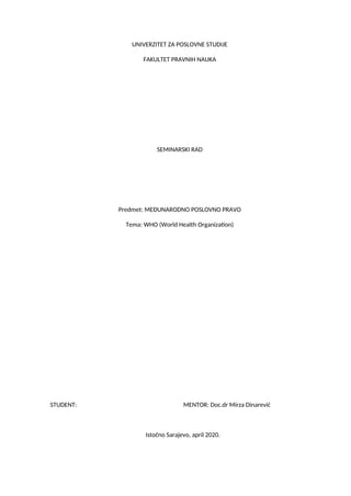 Who (world health organization): seminarski rad