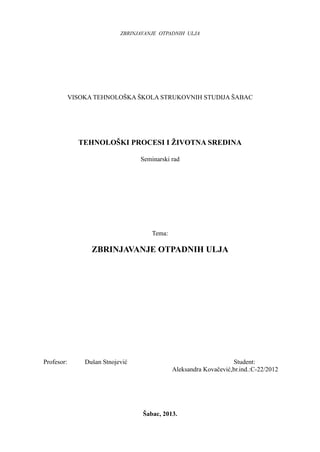 Zbrinjavanje otpadnih ulja