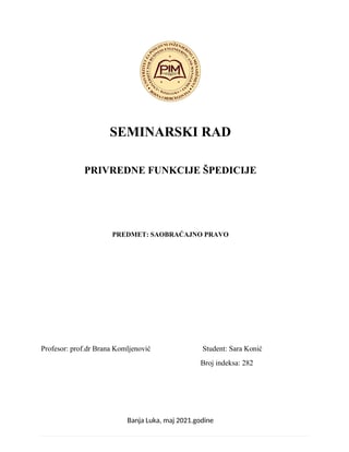 Privredne funkcije špedicije