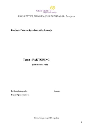 Faktoring: seminarski rad