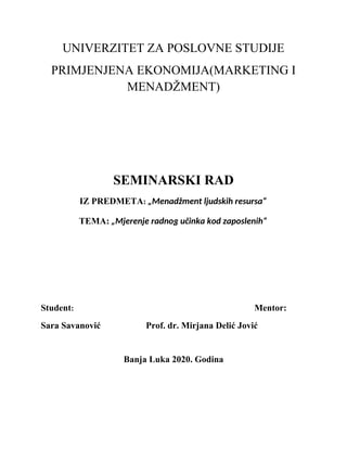 Merenje radnog učinka kod zaposlenih