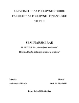 Timsko rešavanje problema kvaliteta