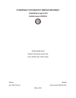 Obrada slike u PhotoShop-u