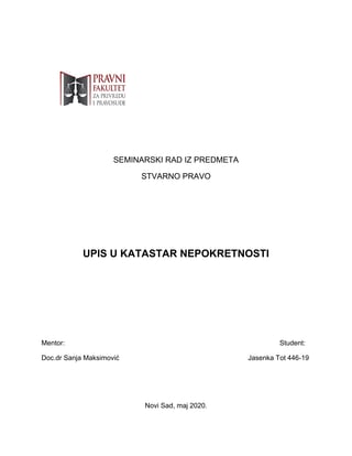 Upis u katastar nepokretnosti