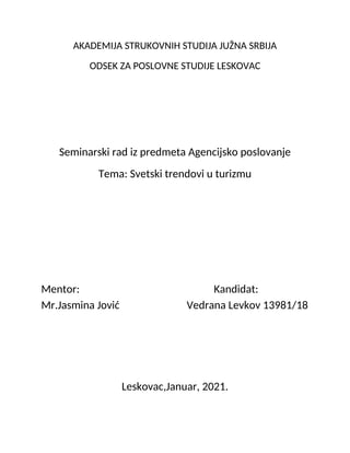 Svetski trendovi u turizmu