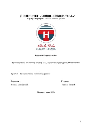 Procena uticaja na  životnu sredinu  HE „Paunci“ na rijeci Drini, Opština Foča