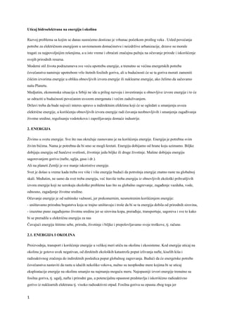 Analiza i uticaj mini hidroelektrana na zažtitu životne sredine