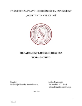Mobing: analiza fenomena zlostavljanja na radnom mestu