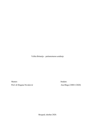Velika Britanija – parlamentarno uređenje