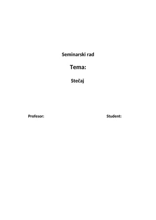 Stečaj: seminarski rad