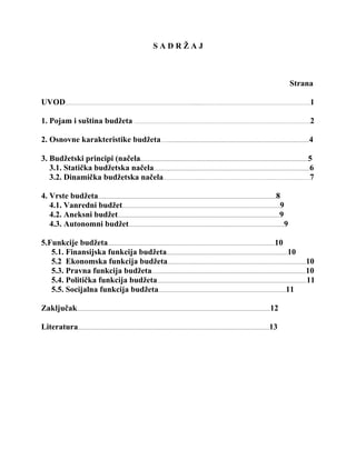 Budžet, pojam, vrste i funkcije