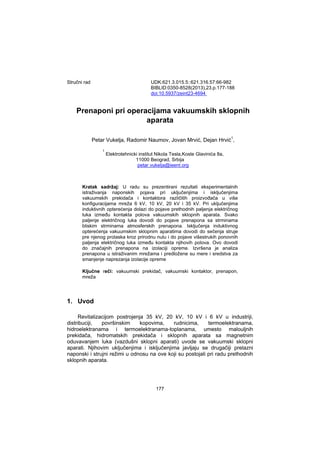 Prenaponi pri operacijama vakuumskih sklopnih aparata