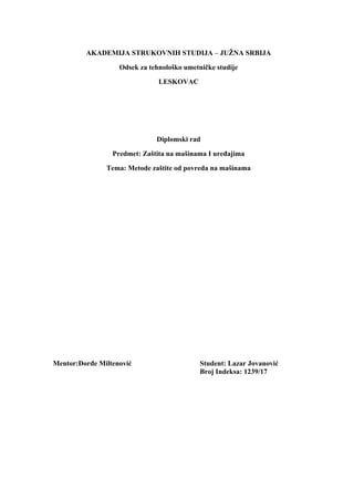 Metode zaštite od povreda na mašinama