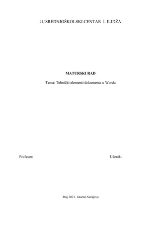 Tehnički elementi dokumenta u Wordu