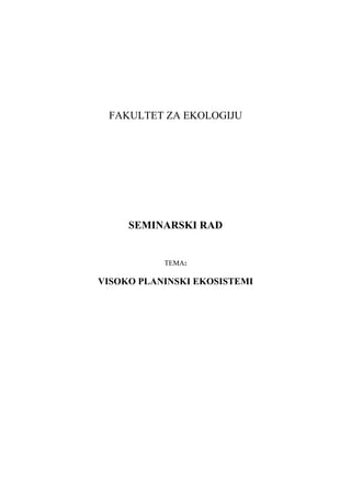 Visoko planinski ekosistemi