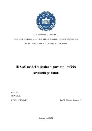 IDAAS model digitalne sigurnosti i zaštite kriticnih podatak