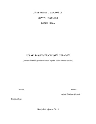 Upravljanje medicinskim otpadom