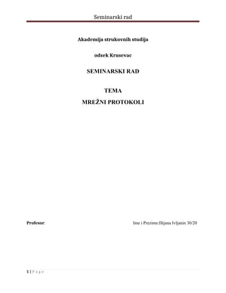 Mrežni protokoli: seminarski rad