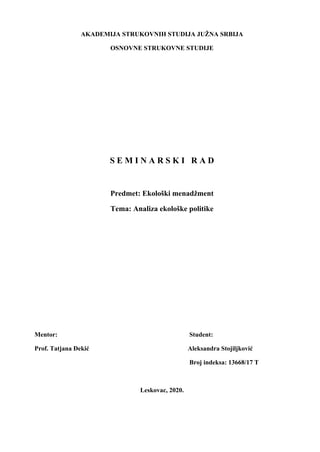 Analiza ekološke politike