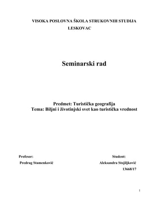 Biljni i životinjski svet kao turistička vrednost