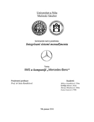 IMS u kompaniji Mercedes Benz