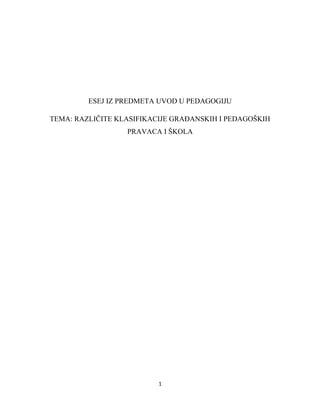 Različite klasifikacije građanskih i pedagoških pravaca i škola