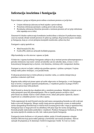 Infestacija insektima i fumigacija