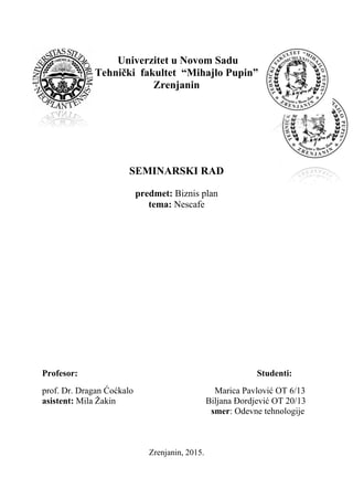 Biznis plan za nescafe