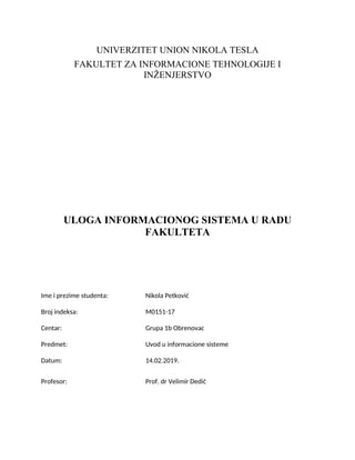 Uvod u informacione sisteme