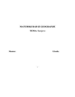 Sarajevo: maturski rad iz geografije