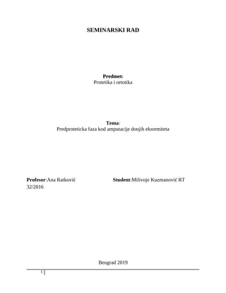 Predproteticka faza kod amputacije donjih eksremiteta